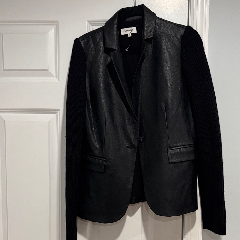 Splendid Black Blazer with Knit Sleeves